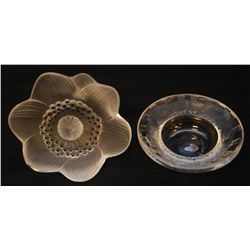 LALIQUE FRENCH CRYSTAL FLOWER AND SMALL DISH