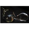 Image 1 : TWO SIGNED GLASS WHALE PAPERWEIGHTS