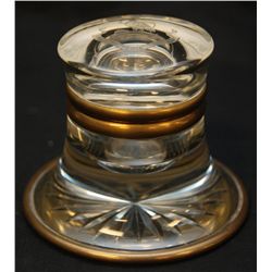 ANTIQUE EUROPEAN GLASS AND BRASS INKWELL