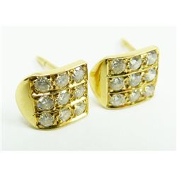 Pr OF 14K YELLOW GOLD AND DIAMOND EARRINGS