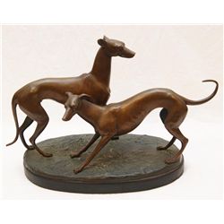 HOFFMAN BRONZE GROUP SCULPTURE OF WHIPPETS