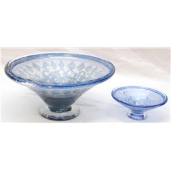 2 KOSTA BODA SWEDISH BLUE ART GLASS BOWLS