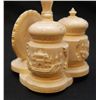 Image 2 : INDIAN CARVED IVORY SALT AND PEPPER SHAKER SET