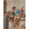 Image 1 : ITALIAN OIL PAINTING ON CANVAS DEPICTING A BOY
