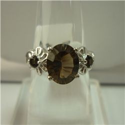 21.25 CTW SMOKEY TOPAZ RING .925 STERLING SILVER