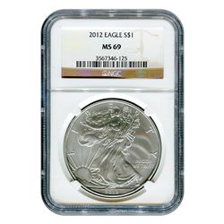 Certified Uncirculated Silver Eagle 2012 MS69 NGC