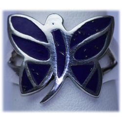 24.65 CTW LAPIS BUTTERFLY RING .925 STERLING SILVER