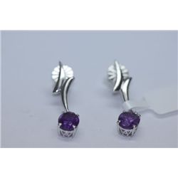 21.25 CTW AMETHYST EARINGS .925 STERLING SILVER