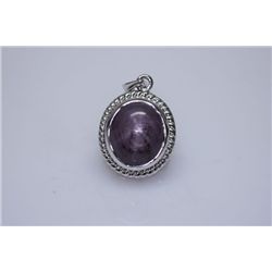 31.25 CTW RUBY STAR WITH DIAMOND PENDANT .925 STERLING