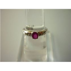 10.50 CTW RUBY AND DIAMOND RING .925 STERLING SILVER
