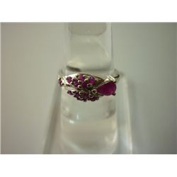 13.25 CTW RUBY RING .925 STERLING SILVER