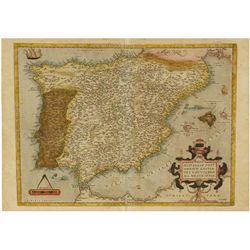 1587 Ca. MAPA: (ESPAÑA). ORTELIUS, ABRAHAM: REGNI HISPANIAE POST OMNIUM EDITIONES LOCUPLESSIMA DESCR