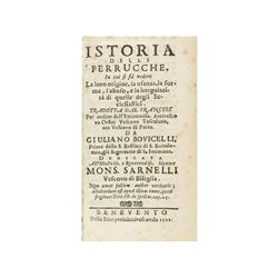 1722. LIBRO: (PELUQUERIA). [THIERS, JUAN BAUTISTA:]. ISTORIA DELLE PERRUCCHE. IN CUI SI SA VEDERE LA