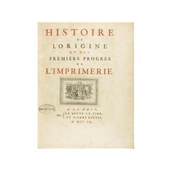 1740. LIBRO: (IMPRENTA). MARCHAND, PROSPER: HISTOIRE DE L´ORIGINE ET DES PREMIERS PROGRES DE L´IMPRI