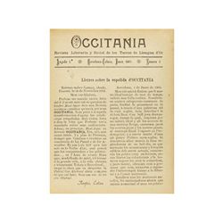 1905-1906. REVISTA: OCCITANIA. Revista Literaria y Social de les Terres de Llengua d´Oc. Barcelona: 