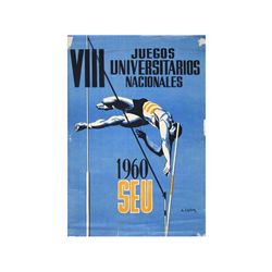 VIII JUEGOS UNIVERSITARIOS NACIONALES. CALVO. 1960. 69x48 cm. (27,7x18,9 in.). Litografía. B-. Ruan.