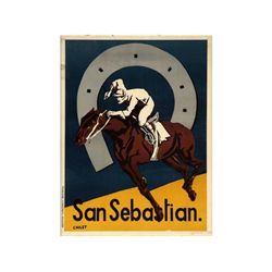 SAN SEBASTIAN. CARRERAS DE CABALLOS. CHILET. 1925. 85x65cm. (33,5x25,6in.). Litografía. A-. DEPORTES