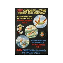XLIV CAMPEONATOS DE ESPAÑA DE NATACION Y SALTOS ORNAMENTALES, (Idem.) WATER-POLO. 1954. 48x32,5 cm. 