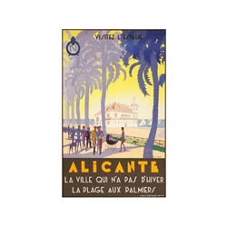ALICANTE. LA VILLE QUI N´ A PAR D´ HIVER. LA PLAGE AUX PALMIERS. VERCHER, A.: 1950 ca. 100,5x63 cm. 