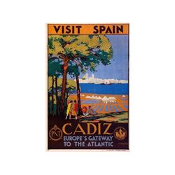 VISIT SPAIN. CÁDIZ. P.N.T. HOHENLEITER. (1930 CA.). 105x70cm. (41,3x27in.). Litografía. A-. Entelado