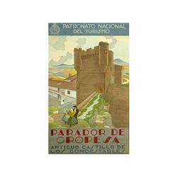 PARADOR DE OROPESA. SANTONJA ,E . 100x61cm. (40x24in.). Litografía. A. TURISMO. ESPAÑA.