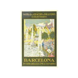 BARCELONA EN SITIO Y BELLEZA, UNICA. CERVANTES. TRIADO, J. (1930 CA.). 33,5x22cm. (84,5x56in.). Lito