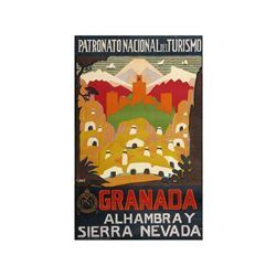 GRANADA. ALHAMBRA Y SIERRA NEVADA. PNT. LANZ, H. (1930 CA.). 100x63cm. (40x24,8in.). Litografía. A-.
