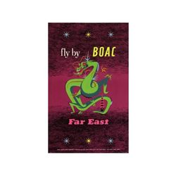 FAR EAST, FLY BY BOAC. 1956. 101x63,5cm. (40x25in.). Serigrafia. A-. Entelado. AVIACIÓN.