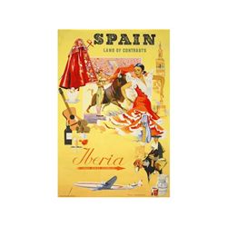 SPAIN LAND OF CONTRAST. IBERIA. 1960 ca. 94x62 cm.  (37x24,5 in.). Litografía. B -. S.l.: Rasgo Jere
