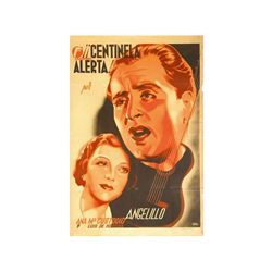 ¡¡ CENTINELA ALERTA !!. RIBERA, PACO: 1936. 110x74 cm. (43,2x29,1 in.). Litografía. FILMOFONO. . Imp