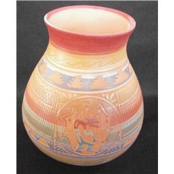 Kokopelli Painted & Etched Large Navajo Jar