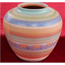 Large Hummingbird & Butterfly Navajo Vase