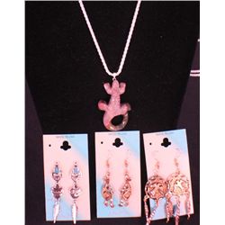 Native Style Jewelry - Necklace & 3 Pair Earrings