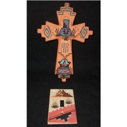 Sand Painted Ceramic Cross & Wall Switch Plate