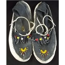 Pair Used Taos Brand Beaded Leather Moccasins