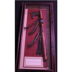 Leather Wrapped War Axe In Hanging Display Case