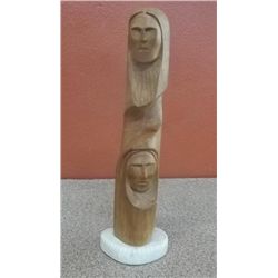Abstract Carved Wood Figurine - Artist R. Suazo