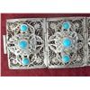Image 3 : Fine Filigree Silver 8 Panel Bracelet w/Turquoise
