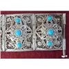 Image 5 : Fine Filigree Silver 8 Panel Bracelet w/Turquoise
