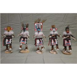 5 Small Kachina Dolls - Navajo Artist M. E. Largo