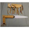 Image 1 : Native Decorative Bone Knife w/Leather Sheath