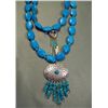 Image 2 : Turquoise & Silver Southwestern 2 Strand Necklace