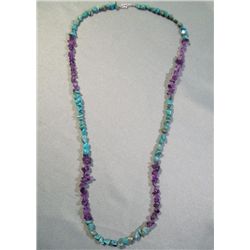 Turquoise, Amethyst & Sterling Silver Necklace