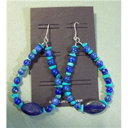 Turquoise, Lapis Lazuli & Sterling Hook Earrings