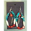 Image 1 : Kachina Drop Earrings w/Turquoise, Coral & Shell