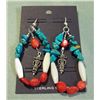 Image 2 : Kachina Drop Earrings w/Turquoise, Coral & Shell