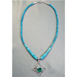 Sterling Silver & Turquoise Necklace w/Pendant