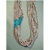 Image 2 : 10 Strand Shell, Turquoise & Sterling Necklace