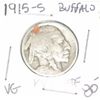 Image 1 : 1915-S BUFFALO NICKEL RED BOOK VALUE IS $80.00 *RARE EARLY KEY DATE VERY GOOD GRADE BUFFALO NICKEL*!