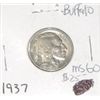 Image 1 : 1937 BUFFALO NICKEL RED BOOK VALUE IS $25.00 *RARE MINT STATE MS-60 HIGH GRADE*!!